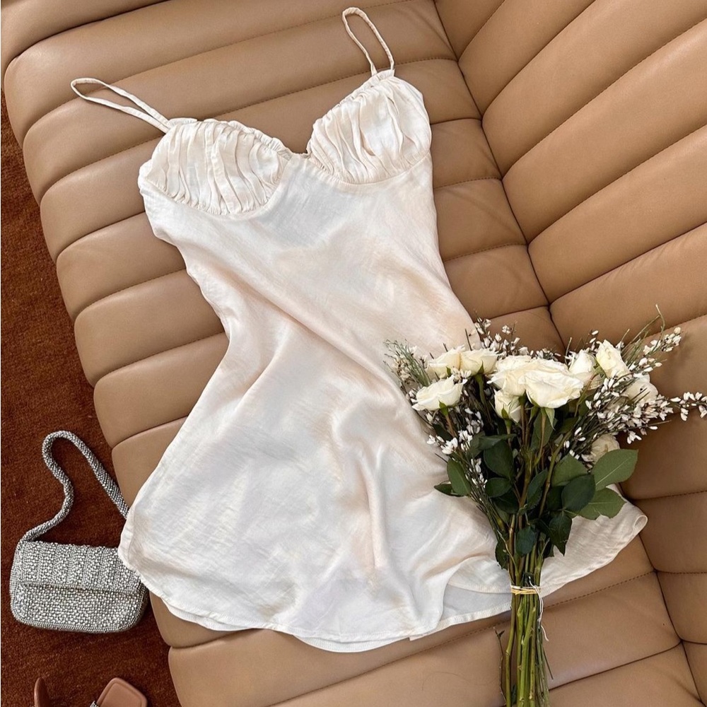 Shop Starlow Beige Satin Dress